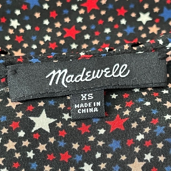 Madewell 100% Silk Ruffle Hem Wrap Top in Starry Night Blouse Size XS - Picture 8 of 9